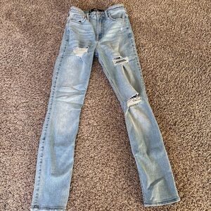 Hollister High Rise Distressed Jeans - Light Blue